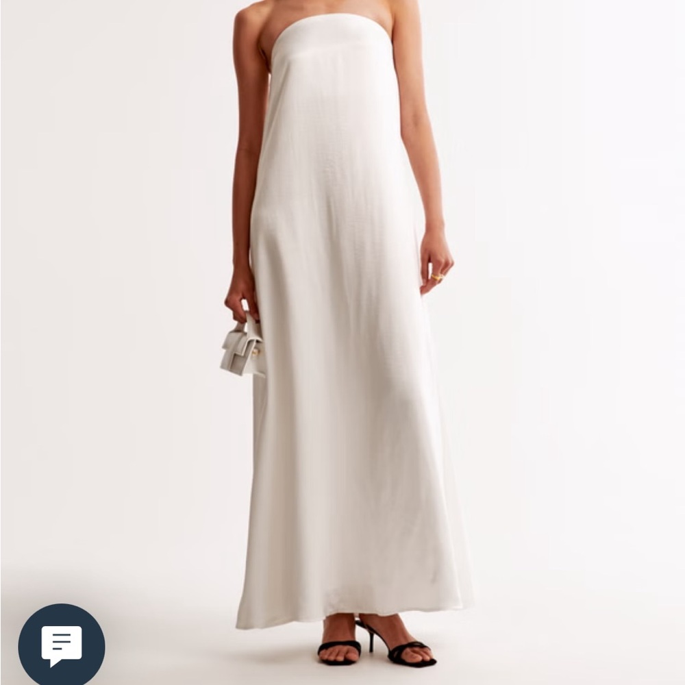Abercrombie & Fitch Strapless Cream Maxi Dress
